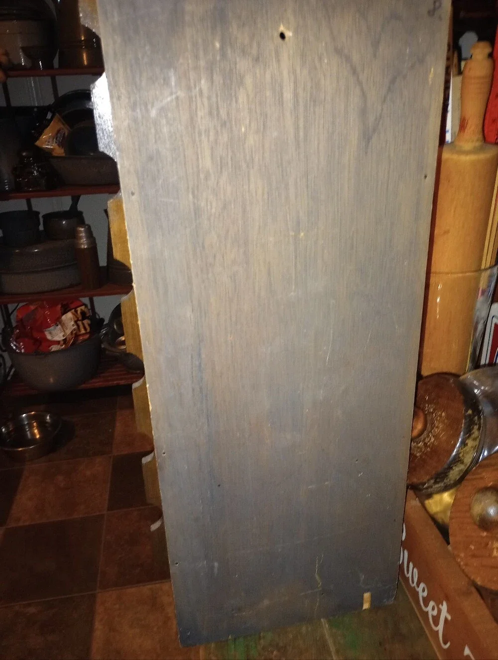 Vintage Wood Wall Spice/ Medicine Cabinet W/Glass Front & Stained Glass